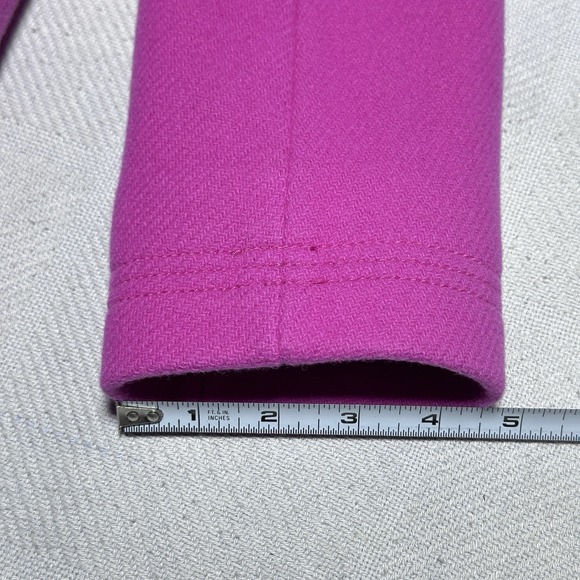 J Crew Majesty Peacoat Womens 4 Pink Stadium Cloth Wool Gold Double Breasted - Picture 15 of 15